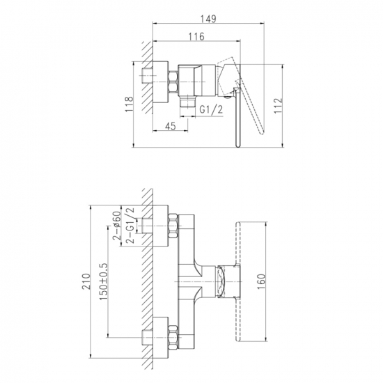 Смеситель для душа CERSANIT Brasko Black A63109 чёрный