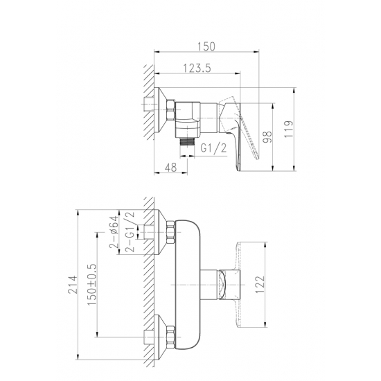 Смеситель для душа CERSANIT Cersania A63032 хром
