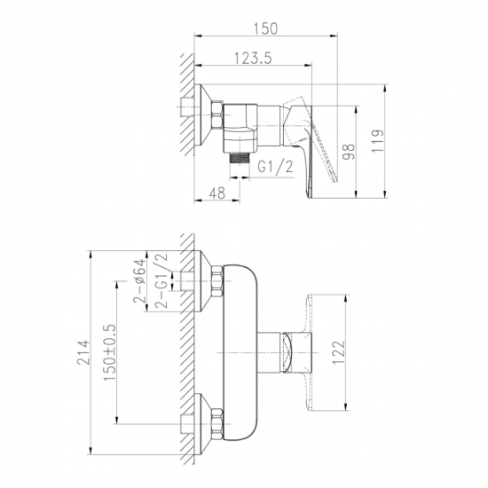 Смеситель для душа CERSANIT Cersania A63032 хром
