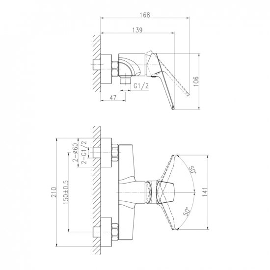 Смеситель для душа CERSANIT Flavis A63036 хром