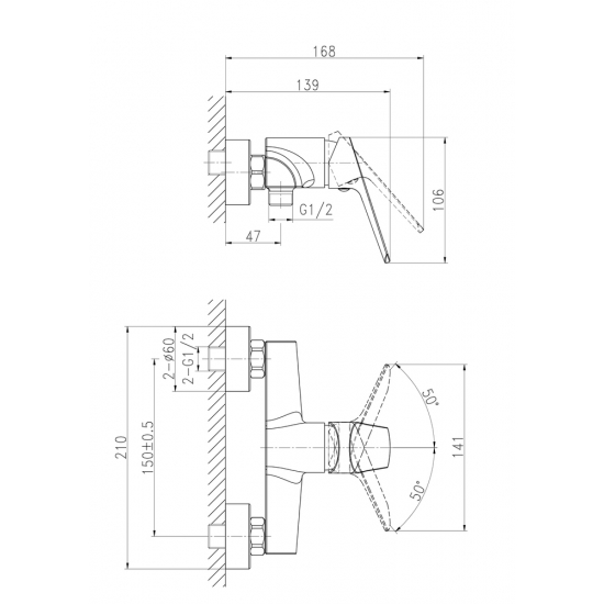 Смеситель для душа CERSANIT Flavis A63036 хром