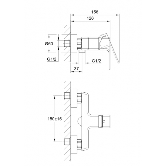 Смеситель для душа CERSANIT Geo A63041 хром