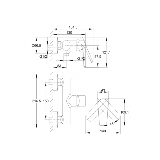 Смеситель для душа CERSANIT Moduo A64099 хром