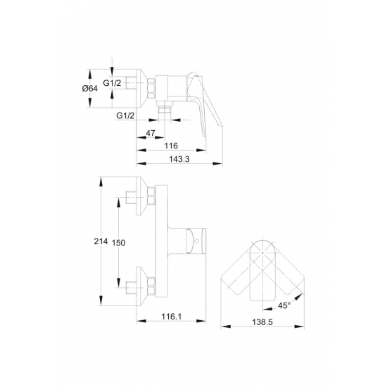 Смеситель для душа CERSANIT Nature A63065 хром