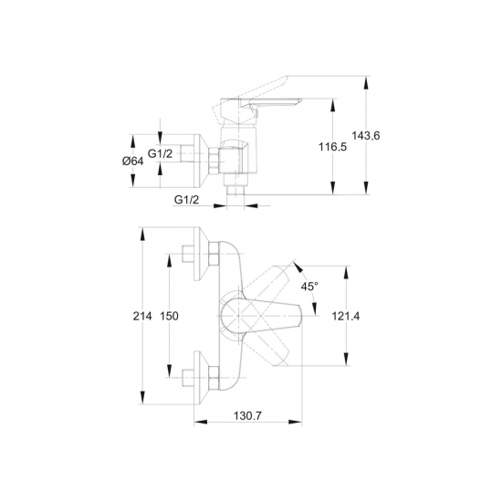 Смеситель для душа CERSANIT Vero A63062 хром