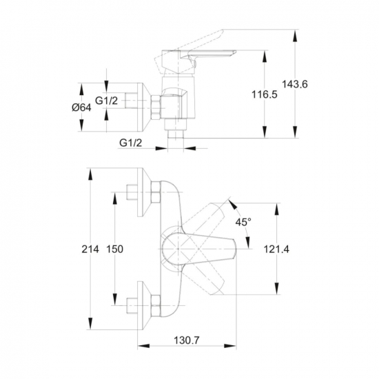 Смеситель для душа CERSANIT Vero A63062 хром