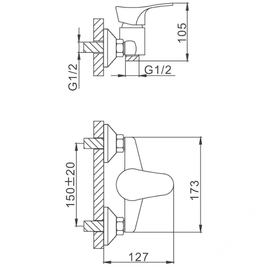 Смеситель для душа FRAP H14 F2014-B хром