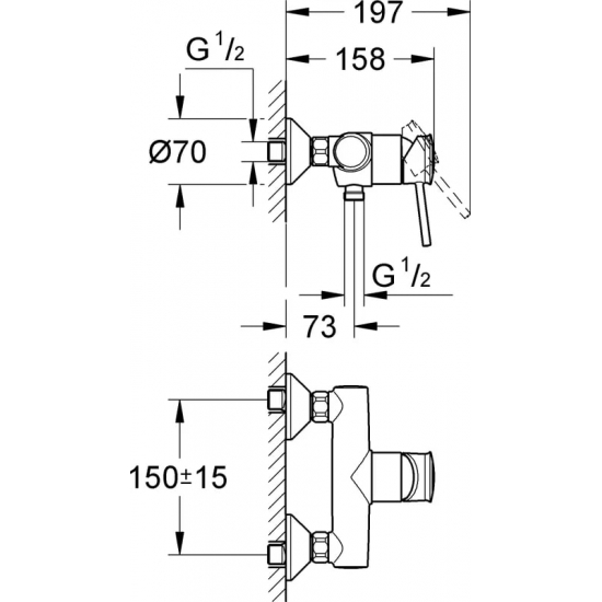Смеситель для душа GROHE BauClassic 32867000 хром