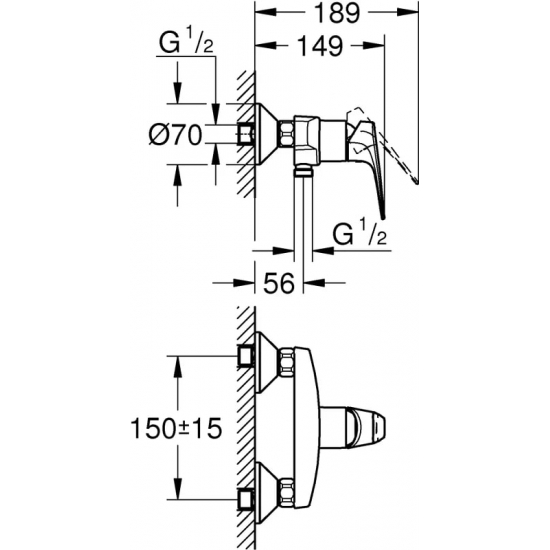 Смеситель для душа GROHE BauFlow 23632000 хром