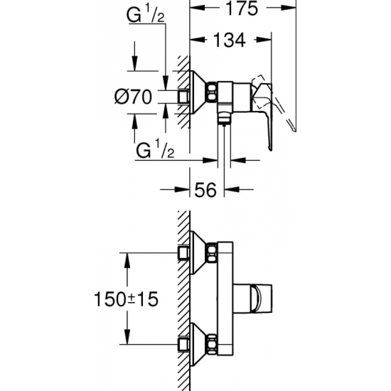 Смеситель для душа GROHE BauLoop 23633001 хром