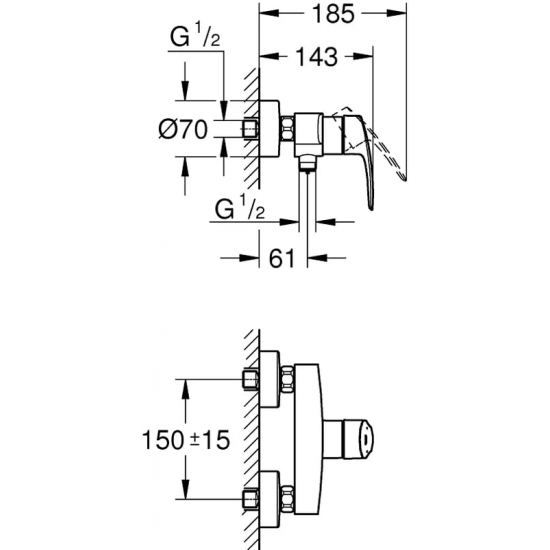 Смеситель для душа GROHE Eurosmart 33555003 хром