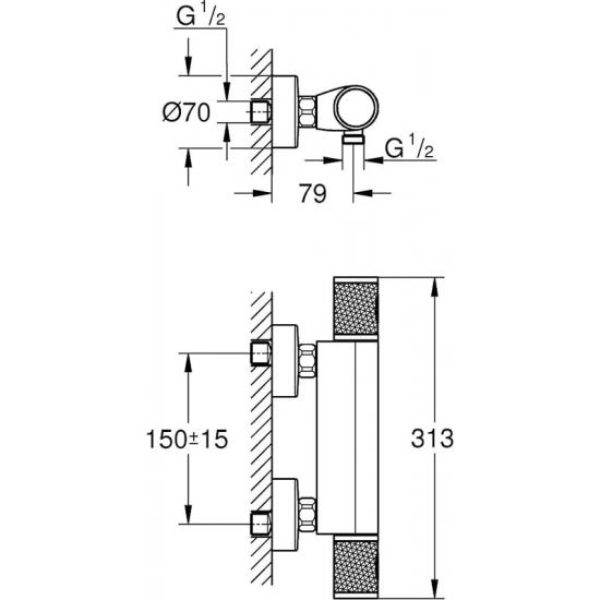Смеситель для душа GROHE Grohtherm 1000 Performance 34776000 с термостатом, хром
