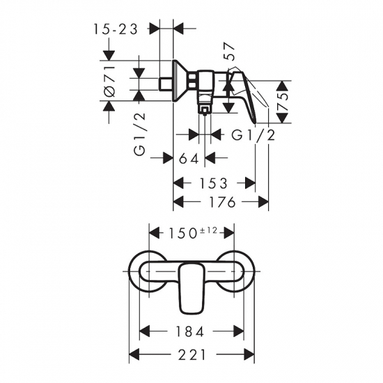 Смеситель для душа HANSGROHE Logis 71600670 чёрный матовый