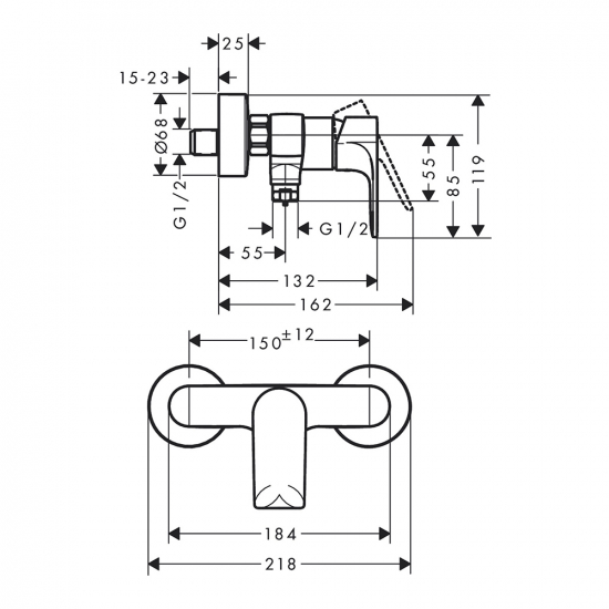 Смеситель для душа HANSGROHE Rebris E 72650670 чёрный матовый