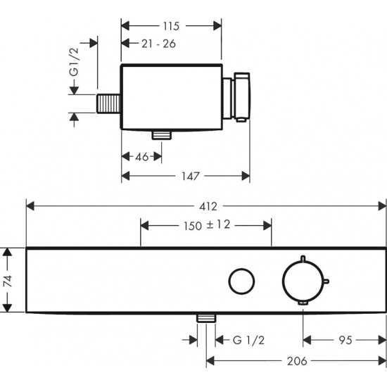 Смеситель для душа HANSGROHE ShowerTablet Select 24360000 с термостатом, хром