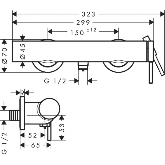 Смеситель для душа HANSGROHE Tecturis S 73622000 хром
