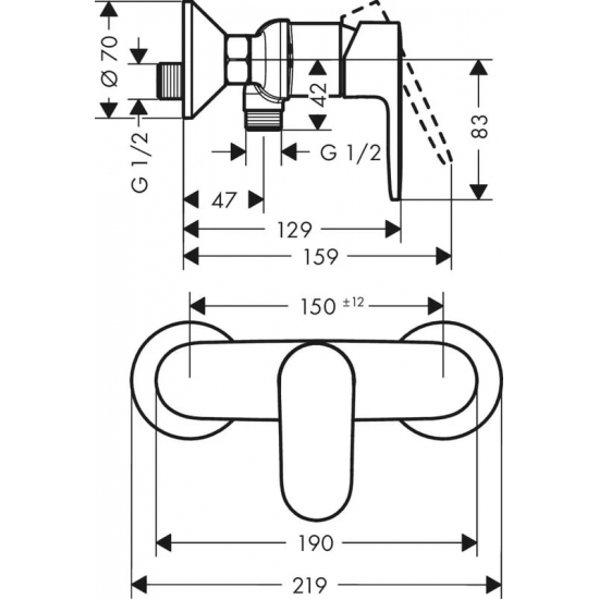 Смеситель для душа HANSGROHE Vernis Blend 71640670 чёрный матовый