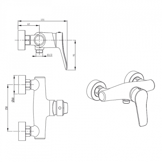 Смеситель для душа KAISER Sena 74077 хром