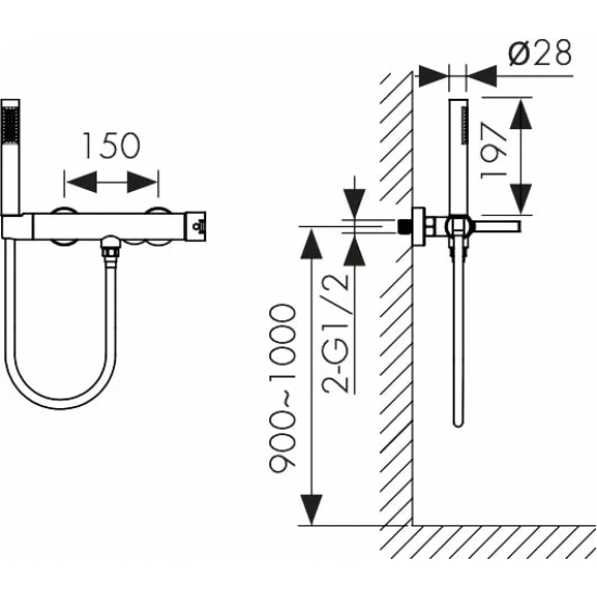 Смеситель для душа KAISER Serio 05477-9 матовый чёрный