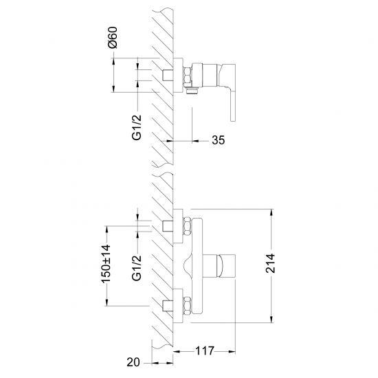 Смеситель для душа LEMARK Aura LM0603C хром
