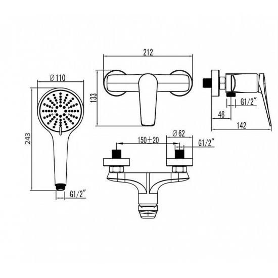 Смеситель для душа LEMARK Bronx LM3703GM графит