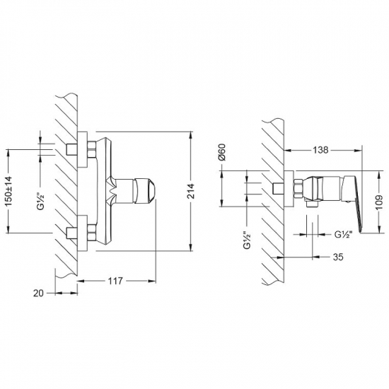 Смеситель для душа LEMARK Point LM0303C хром