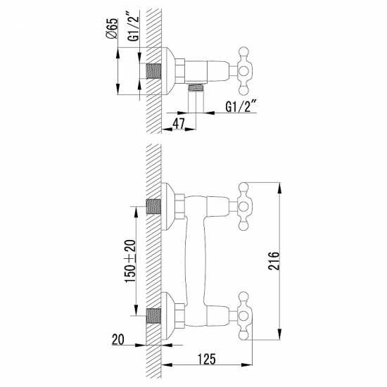 Смеситель для душа LEMARK Vintage LM2803B бронза