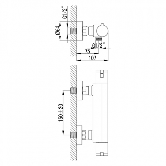Смеситель для душа LEMARK Yeti LM7833C с термостатом, хром