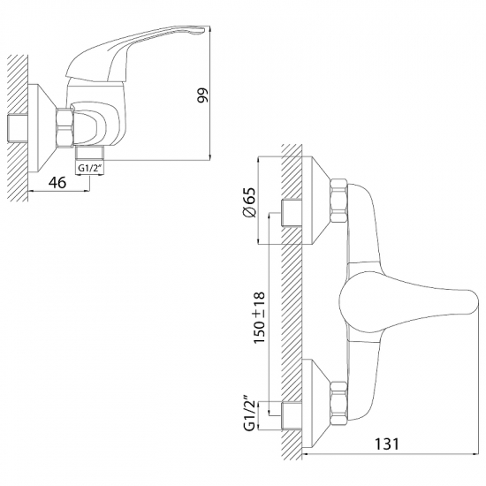 Смеситель для душа ROSSINKA A35-41 хром