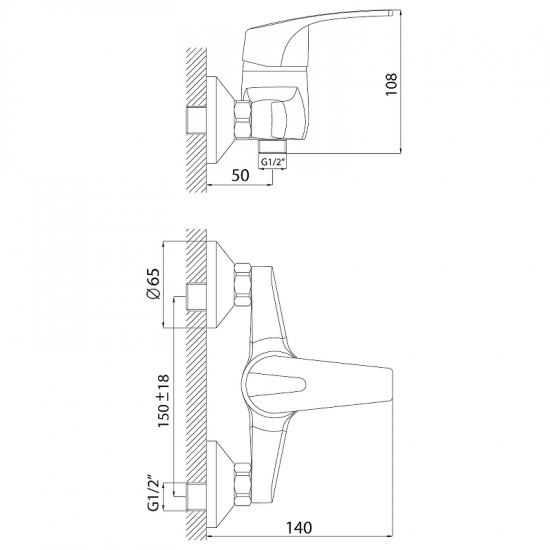 Смеситель для душа ROSSINKA D40-41 хром