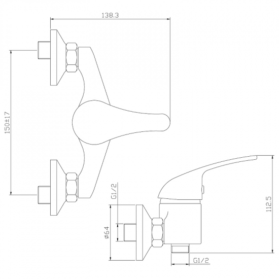 Смеситель для душа ROSSINKA Y40-41 хром