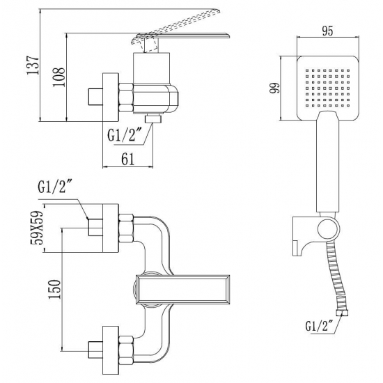 Смеситель для душа SAVOL S-600107T хром