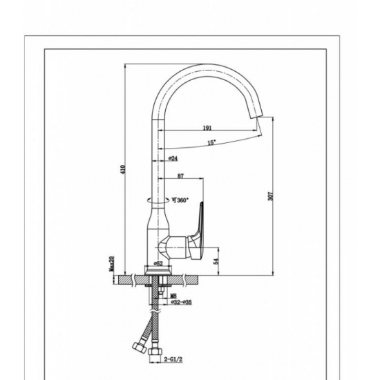 Смеситель для кухни BRAVAT Arden F7351385CP-RUS хром