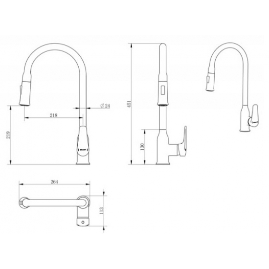 Смеситель для кухни BRAVAT Arden F7362395CP-ENG с вытяжным изливом