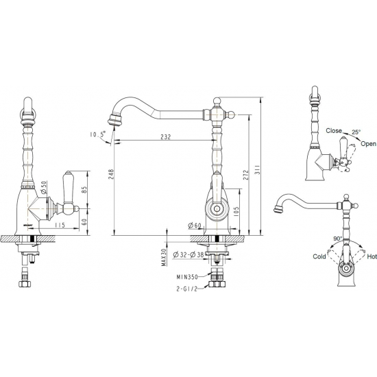 Смеситель для кухни BRAVAT Art F775109C-1