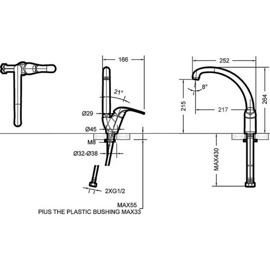 Смеситель для кухни BRAVAT Fit F7135188CP-1-RUS хром