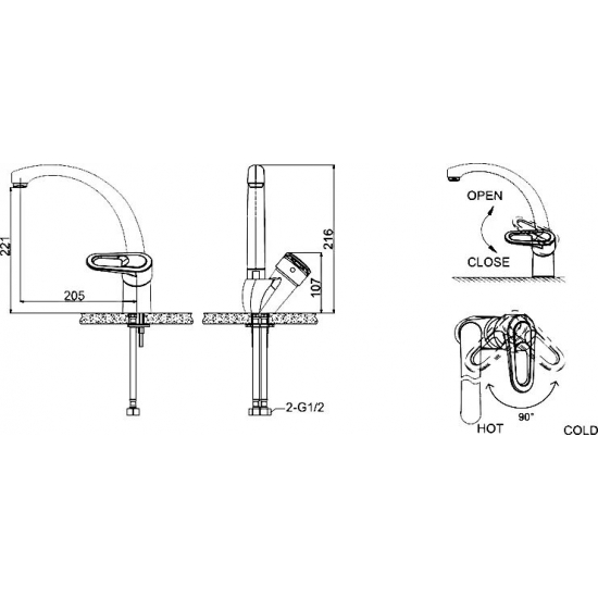 Смеситель для кухни BRAVAT Loop F7124182CP-RUS хром