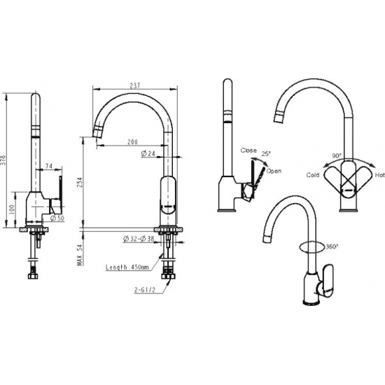 Смеситель для кухни BRAVAT Louise F7191183CP-RUS хром