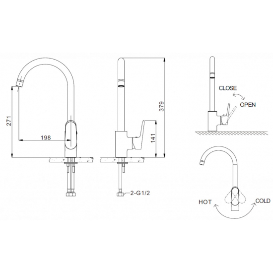 Смеситель для кухни BRAVAT Pure F7105161C хром