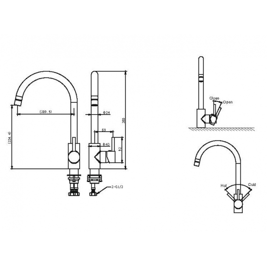 Смеситель для кухни BRAVAT Slim F7332366CP-RUS хром