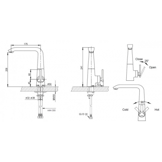 Смеситель для кухни BRAVAT Waterfall F773107C-1 хром