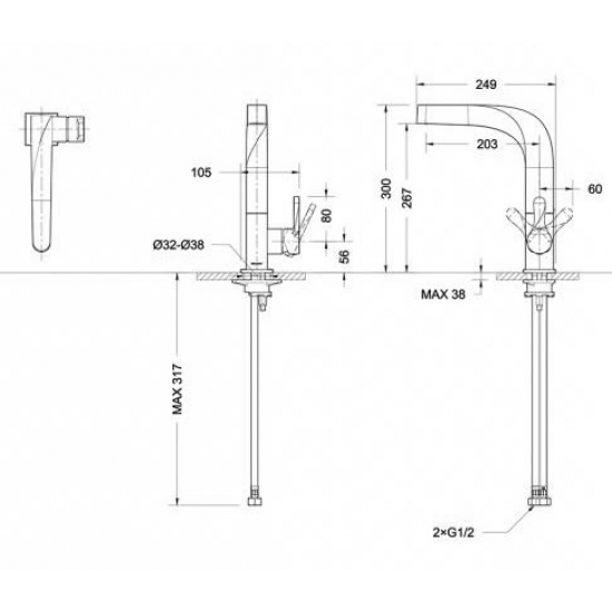 Смеситель для кухни BRAVAT Wave F774108C хром
