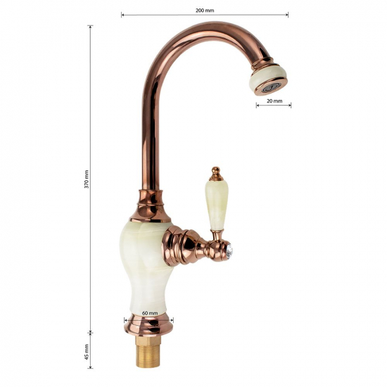 Смеситель для кухни BRIMIX 165 тёмное золото/мрамор