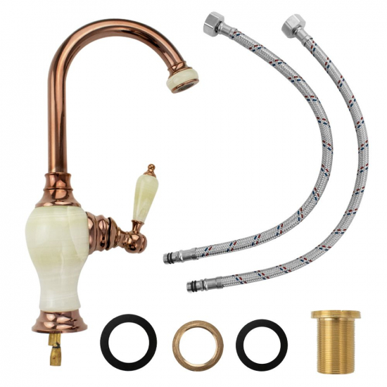 Смеситель для кухни BRIMIX 165 тёмное золото/мрамор