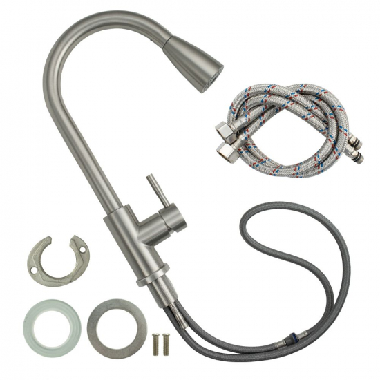 Смеситель для кухни BRIMIX 9126 с выдвижным изливом, из нержавеющей стали