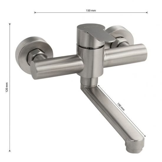 Смеситель для кухни BRIMIX 9328 из нержавеющей стали, настенный, сатин