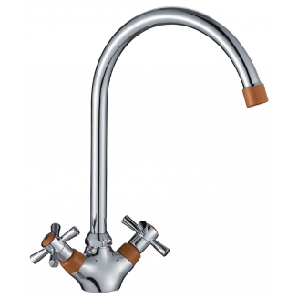 Смеситель для кухни DECOROOM DR51028-Orange оранжевый/хром