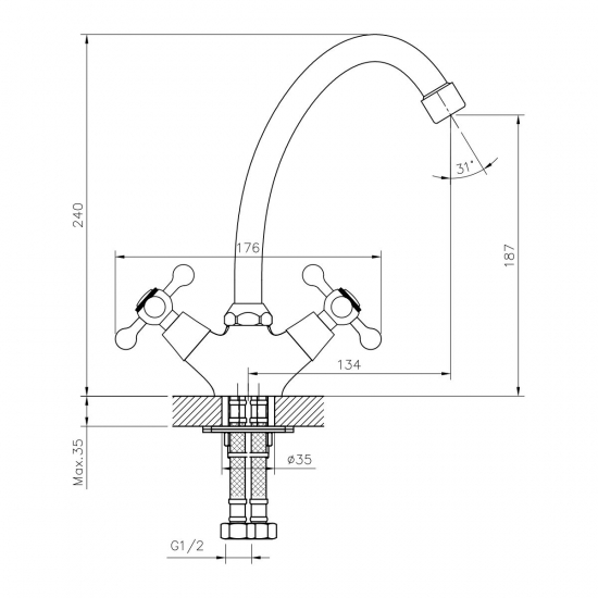 Смеситель для кухни DECOROOM DR54028