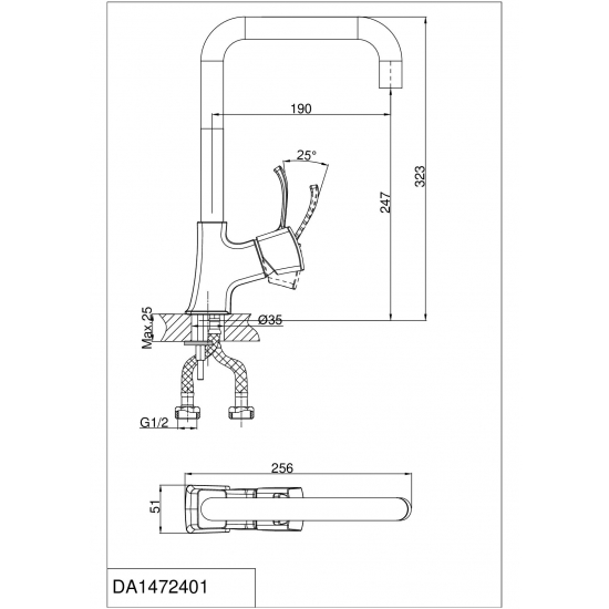 Смеситель для кухни D&K Rhein.Bach DA1472401 хром