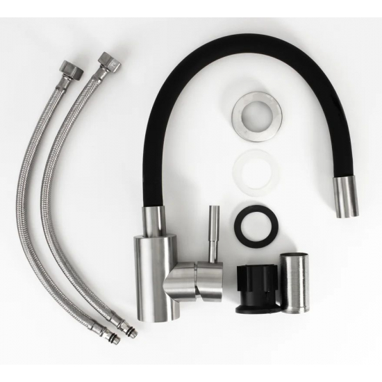 Смеситель для кухни ESKO Kitchen K44B с гибким изливом, чёрный/сатин